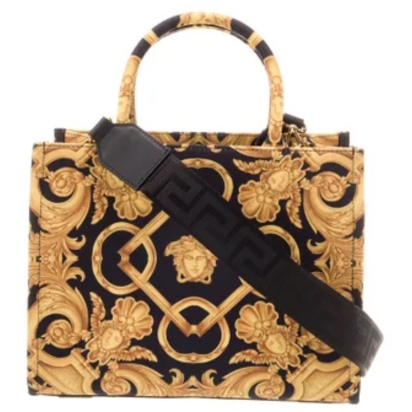 Versace Handbags - Versace Black and Gold Baroque Tote Bag